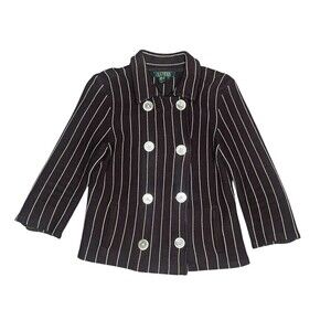 Vtg Ralph Lauren LRL Double Breasted Cardigan Sweater Women SM Brown Striped Y2K